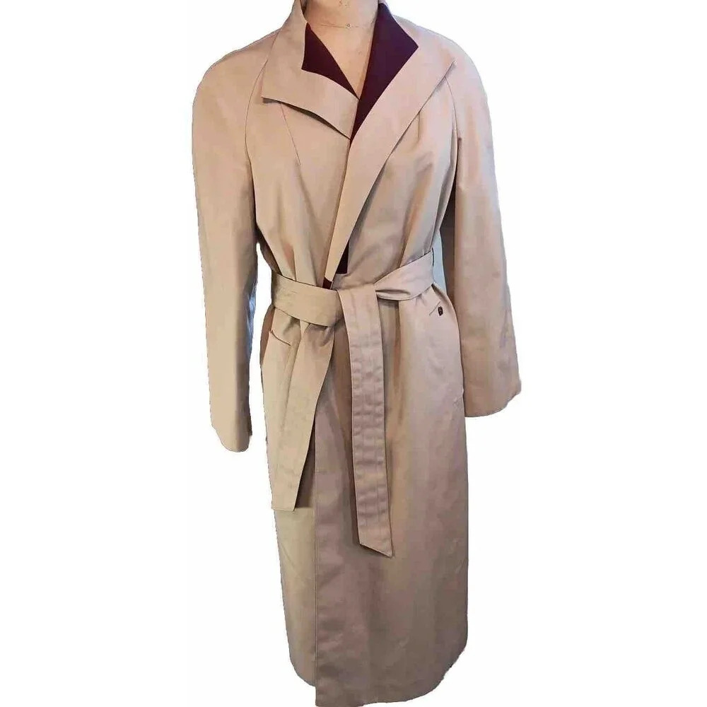 Agner Classic Designer Vintage Womens Reversible Trench Coat Belt Size‎ 6